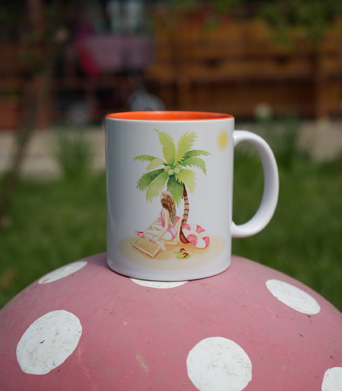 Cana Pe plaja la mare Cana ceramică personalizată „Pe plajă la mare” 330ml - imagine 1