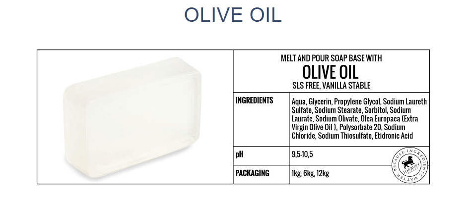 Baza de sapun Forbury cu Ulei de masline Organic, transparent