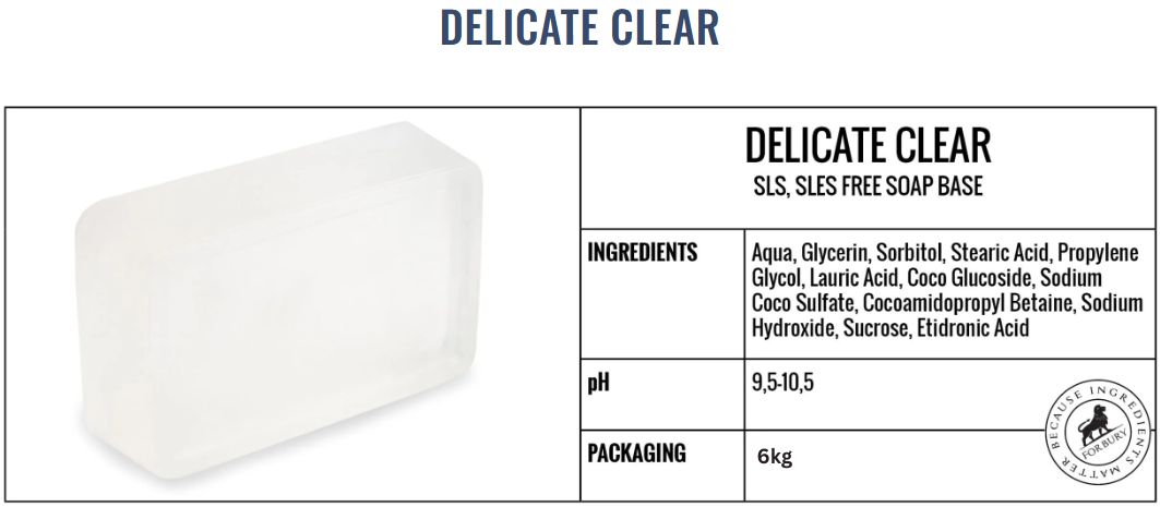 Ingrediente Baza de sapun Delicate Clear 6kg